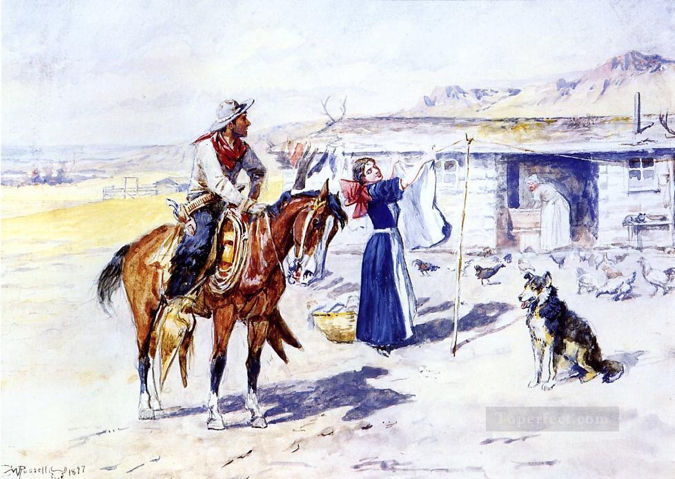 thoroughman s home on the range 1897 Charles Marion Russell Indiana cowboy Oil Paintings